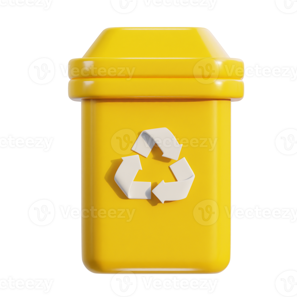 3d recycle and trash bin icon illustration png