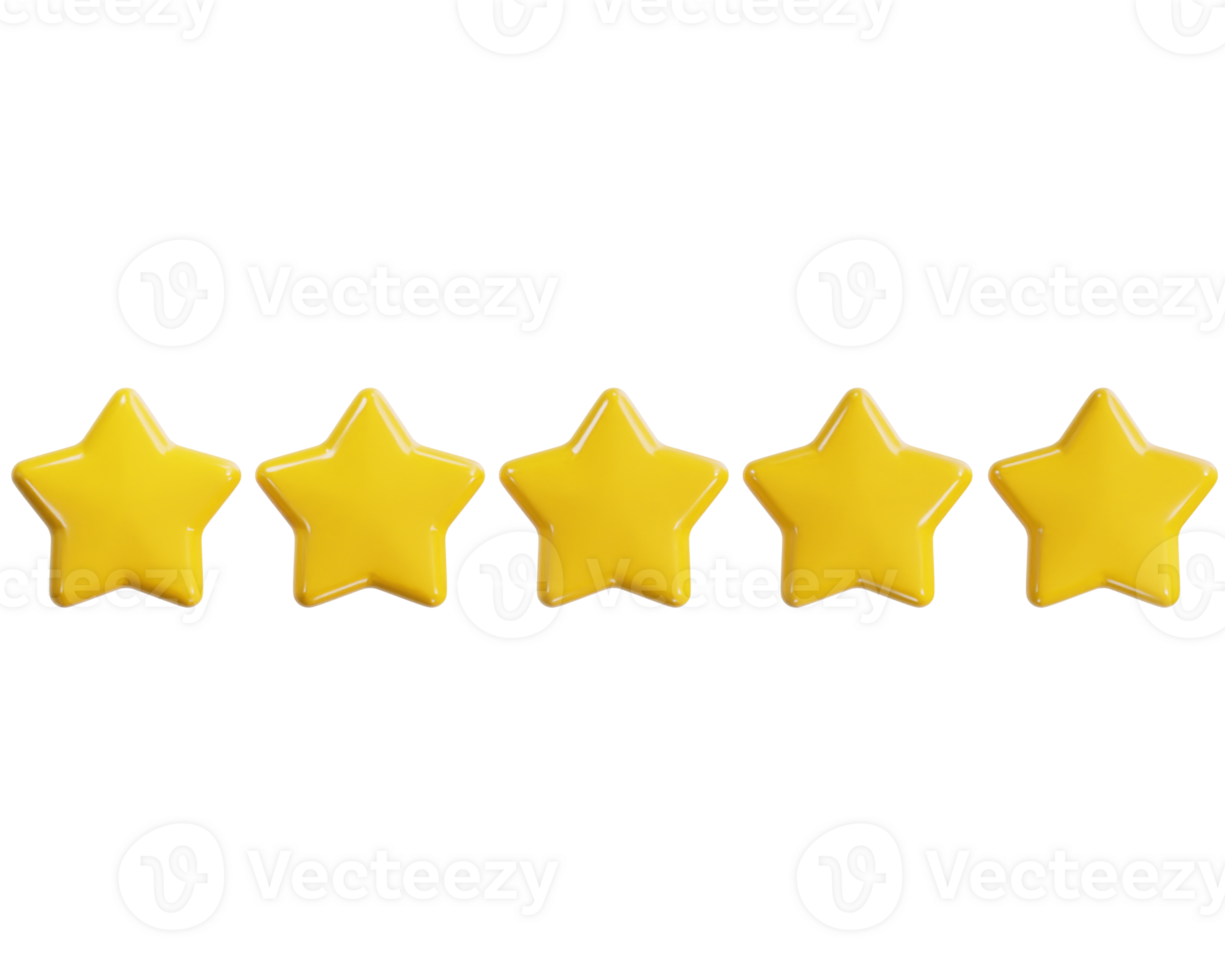 five star ratting icon 3d render illustration png