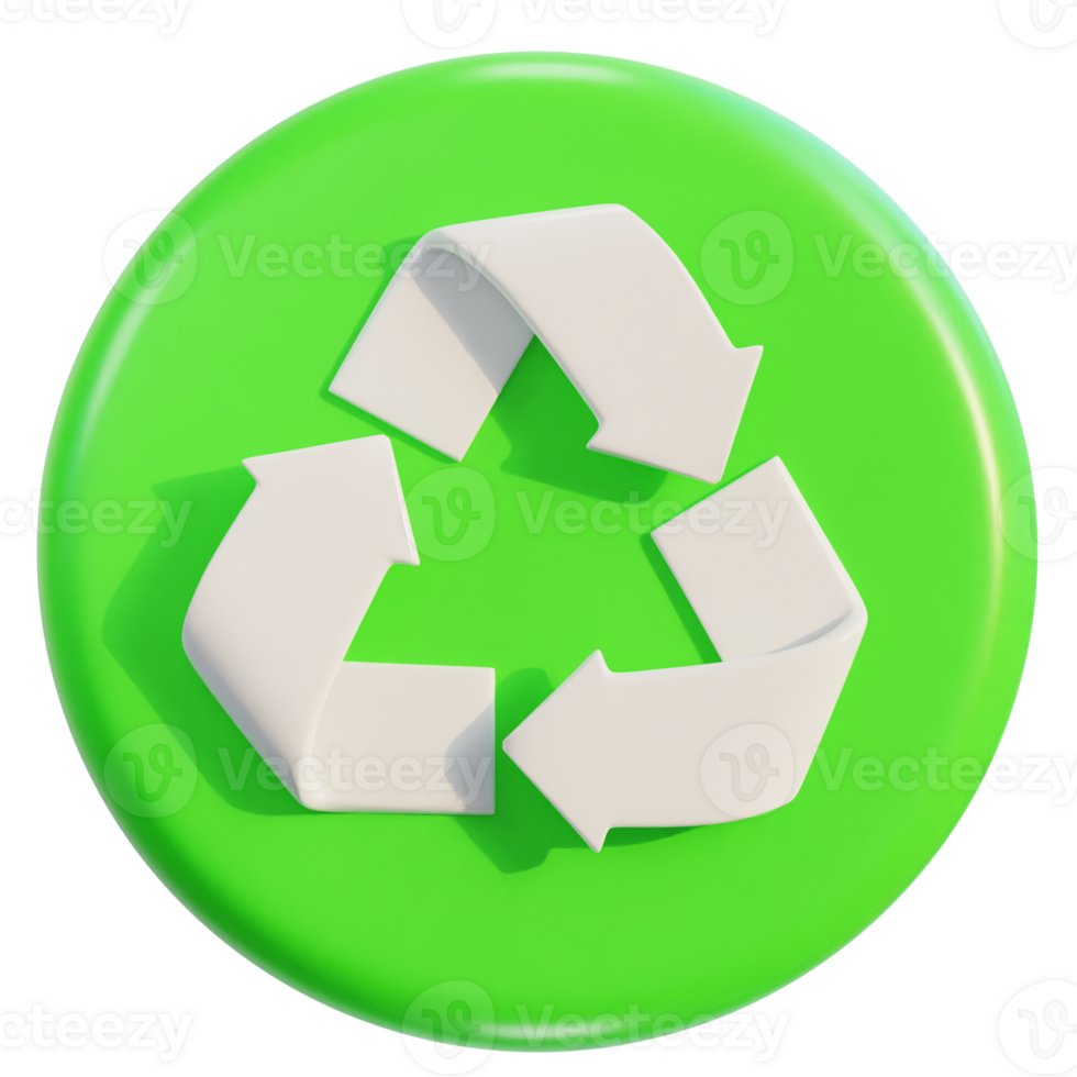 3d recycle icon on 3d rendering illustration png