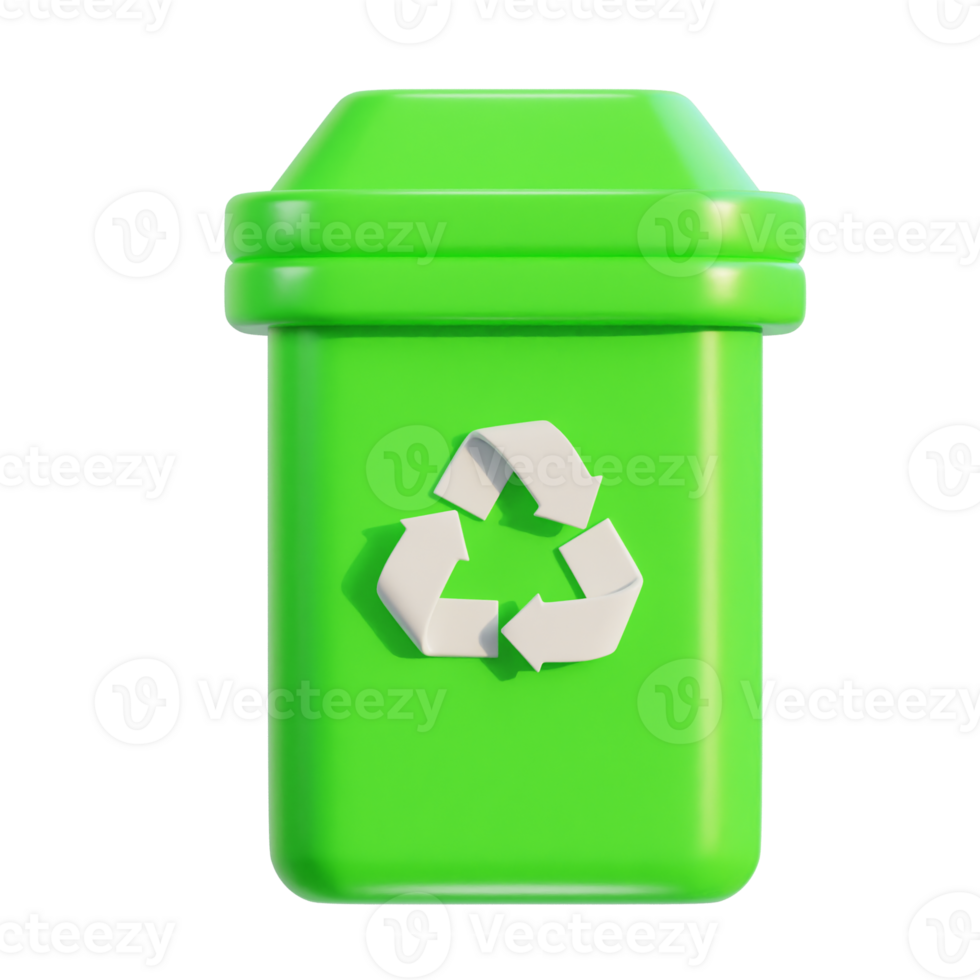 3d recycle and trash bin icon illustration png