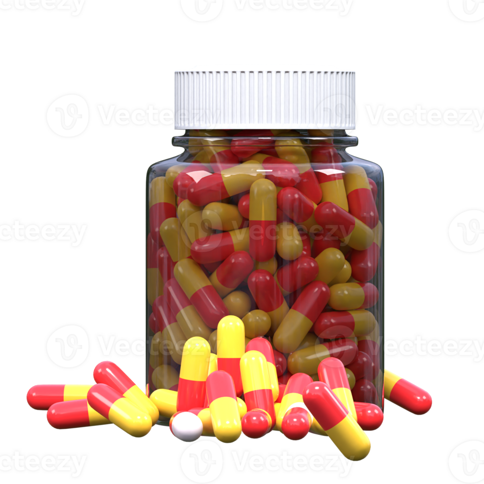 medicine jar with pills icon 3d render illustration png