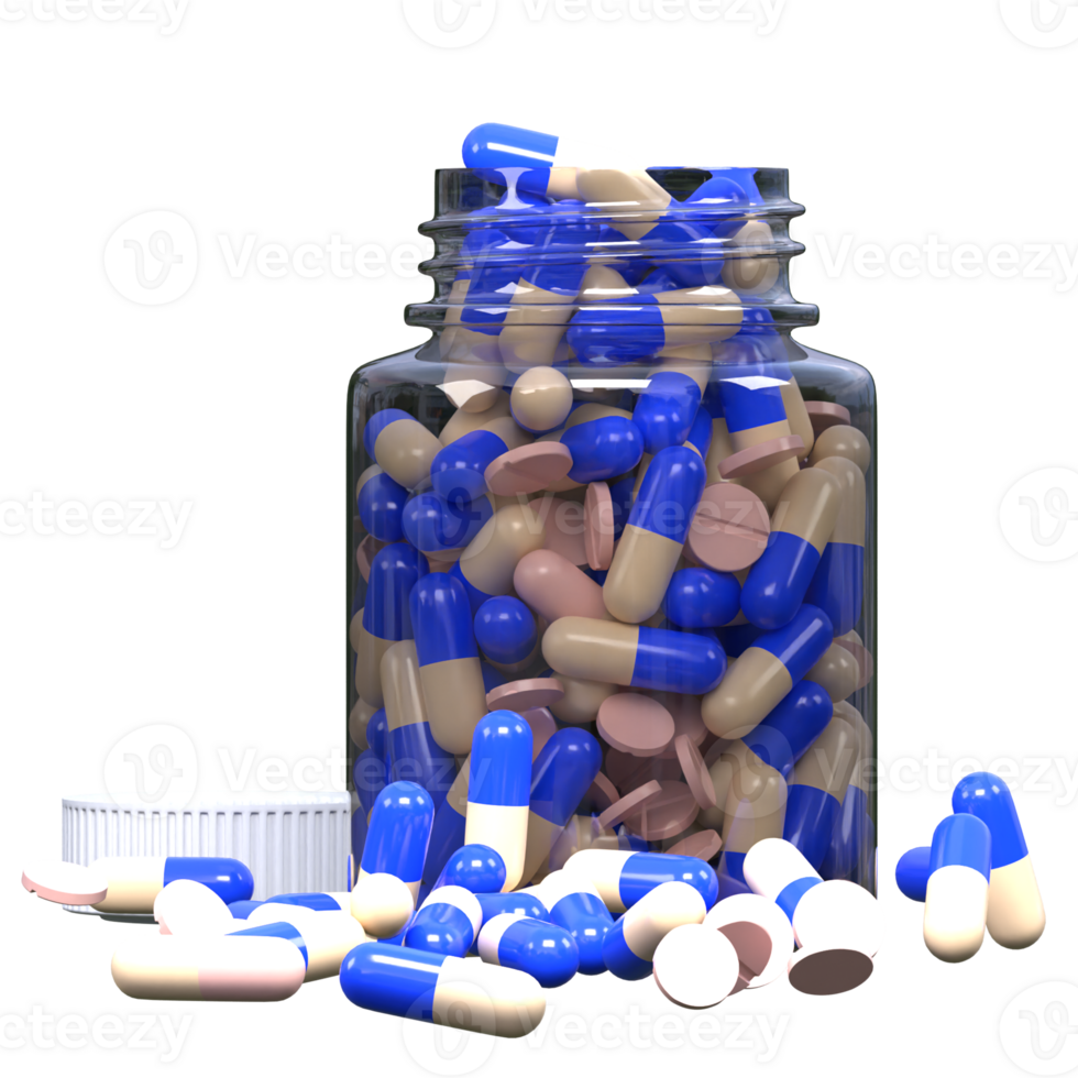 medicine jar with pills icon 3d render illustration png
