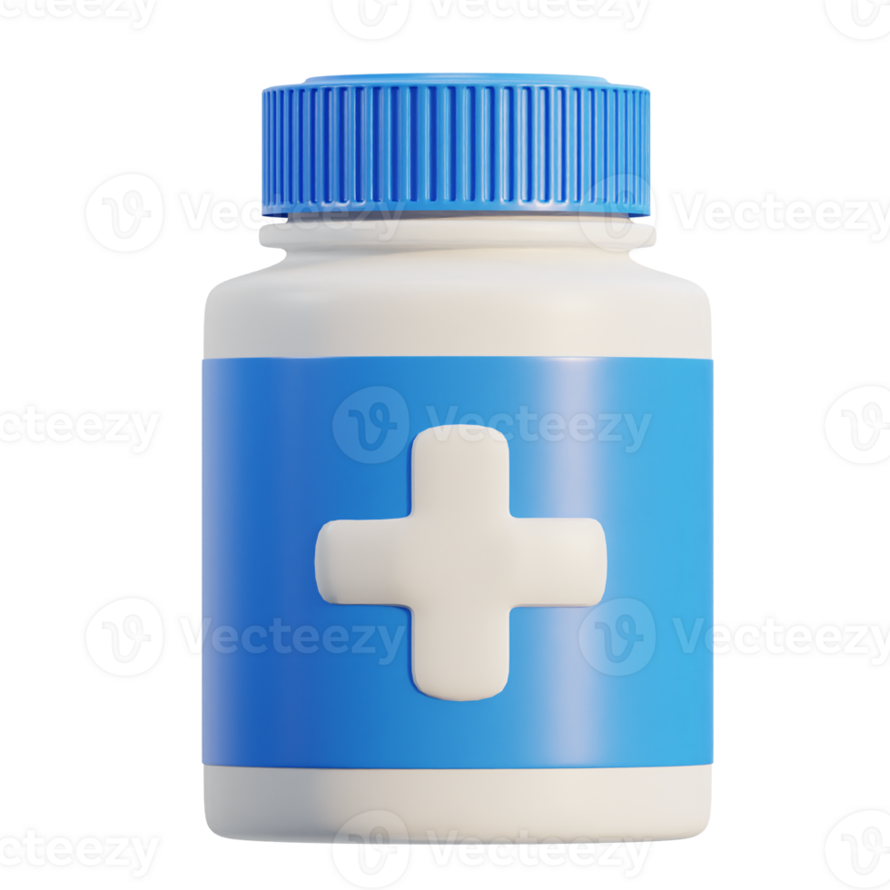 medicine jar with pills icon 3d render illustration png