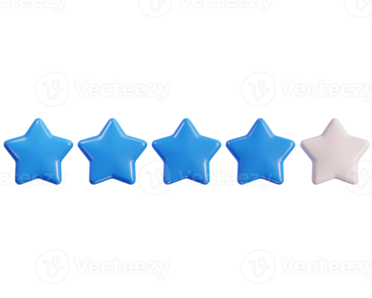 four star ratting icon 3d render illustration png