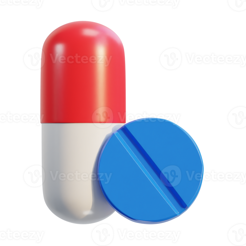 medical Pills capsule drug flying 3d icon illustration png