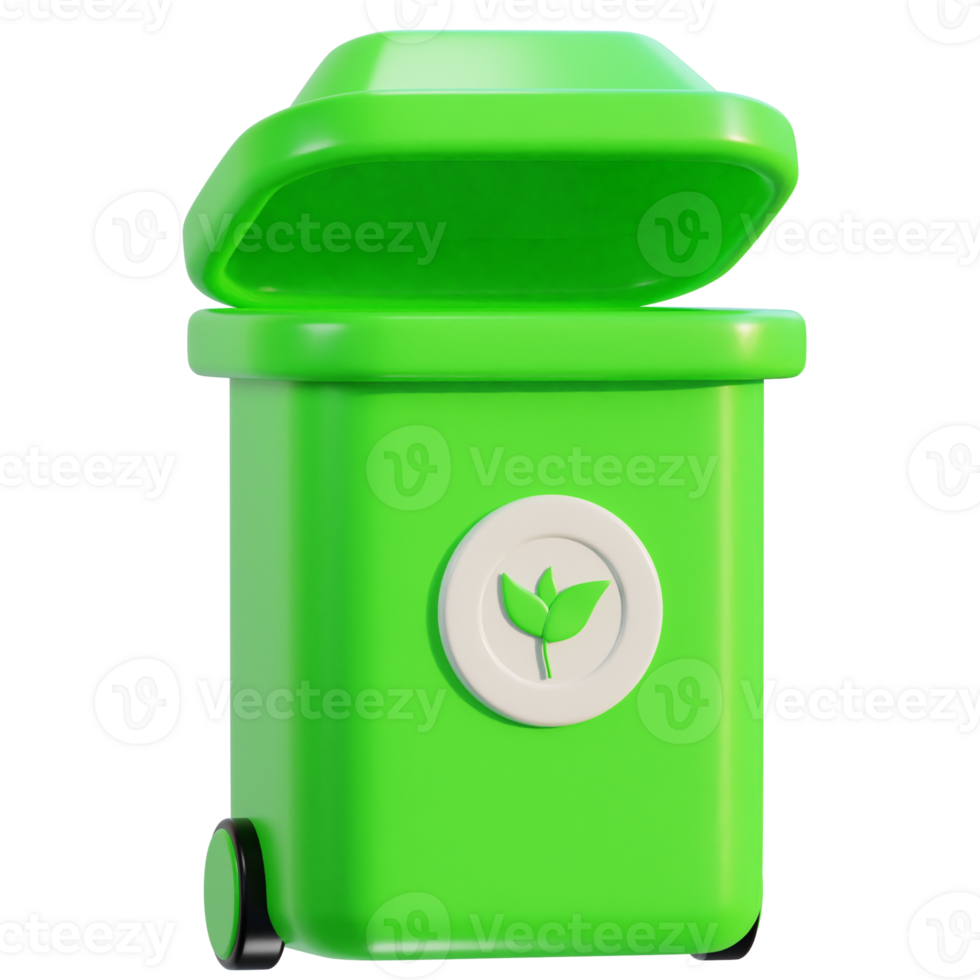 3d recycle and trash bin icon illustration png