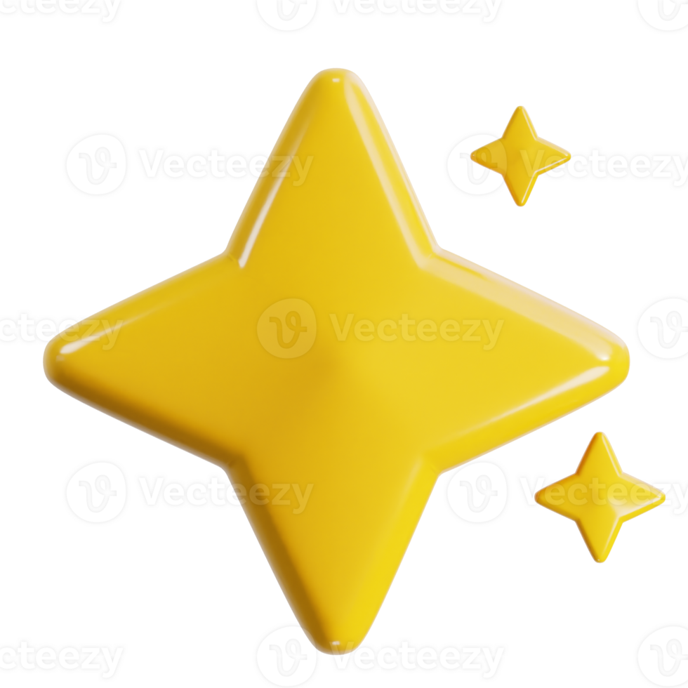 yellow shine star icon 3d render illustration png