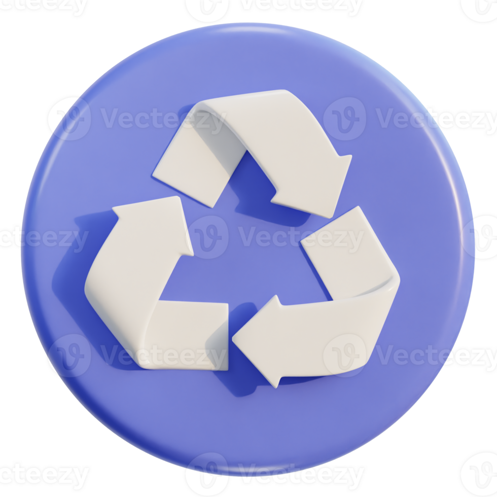 3d recycle icon on 3d rendering illustration png