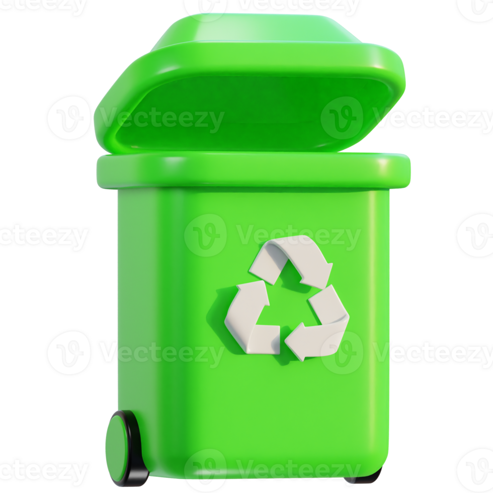 3d recycle and trash bin icon illustration png