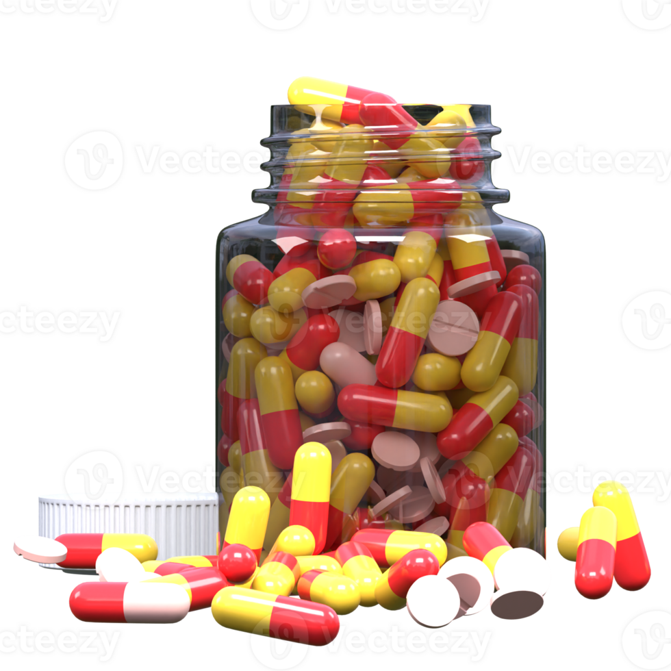 medicine jar with pills icon 3d render illustration png