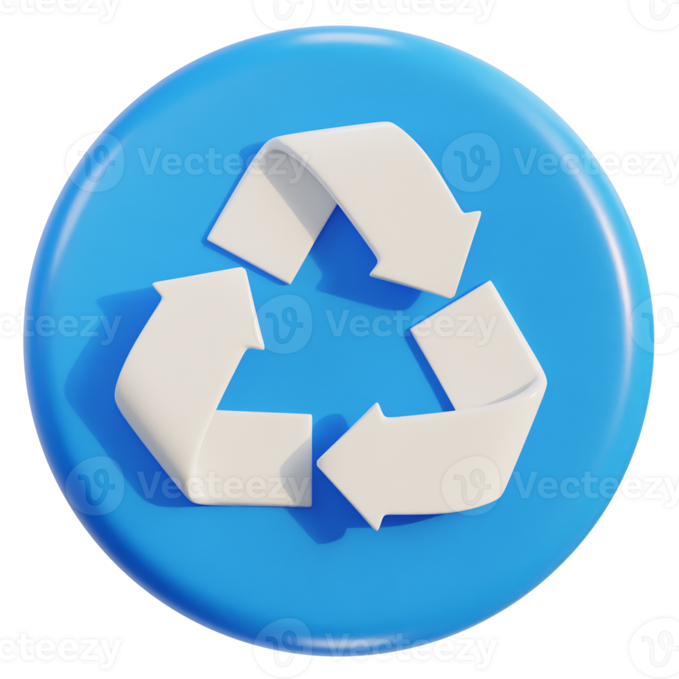 3d recycle icon on 3d rendering illustration png