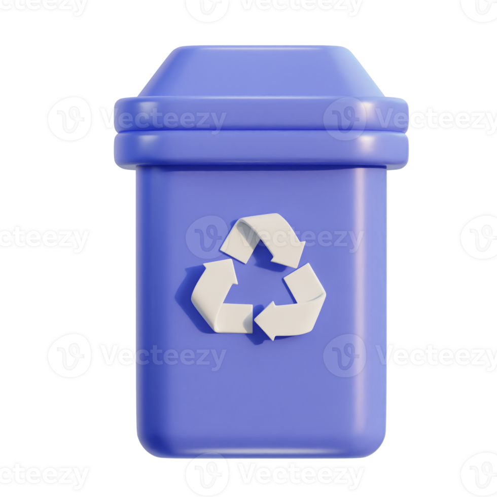 3d recycle and trash bin icon illustration png
