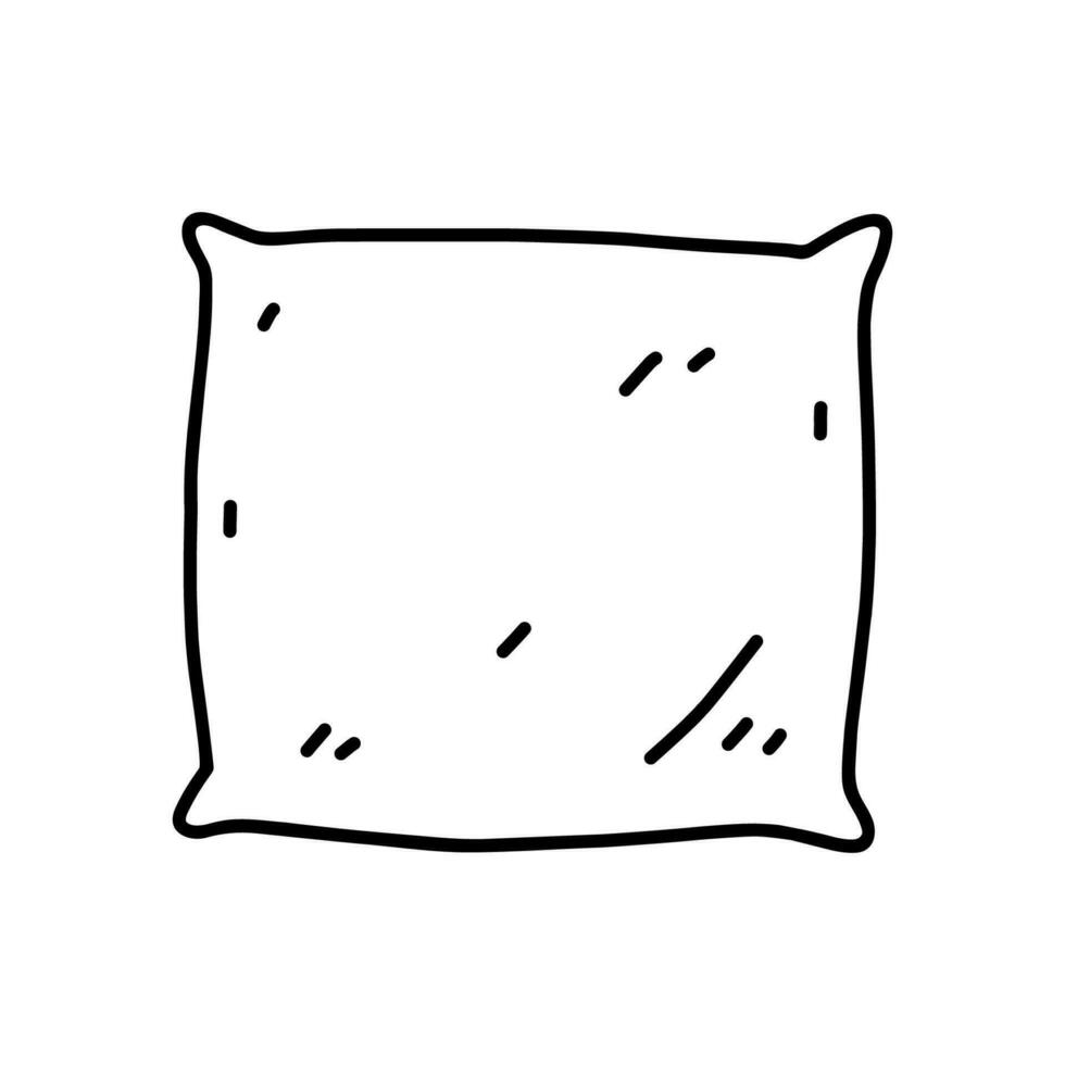 Pillow isolated on white background. Bedroom cushion. Vector hand-drawn illustration in doodle style. Perfect for cards, decorations, logo, various designs.