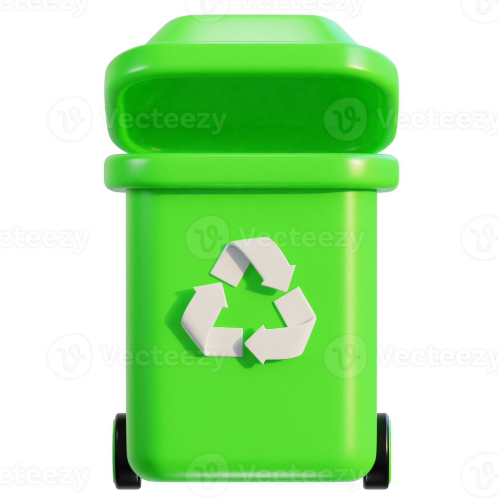 3d recycle and trash bin icon illustration png