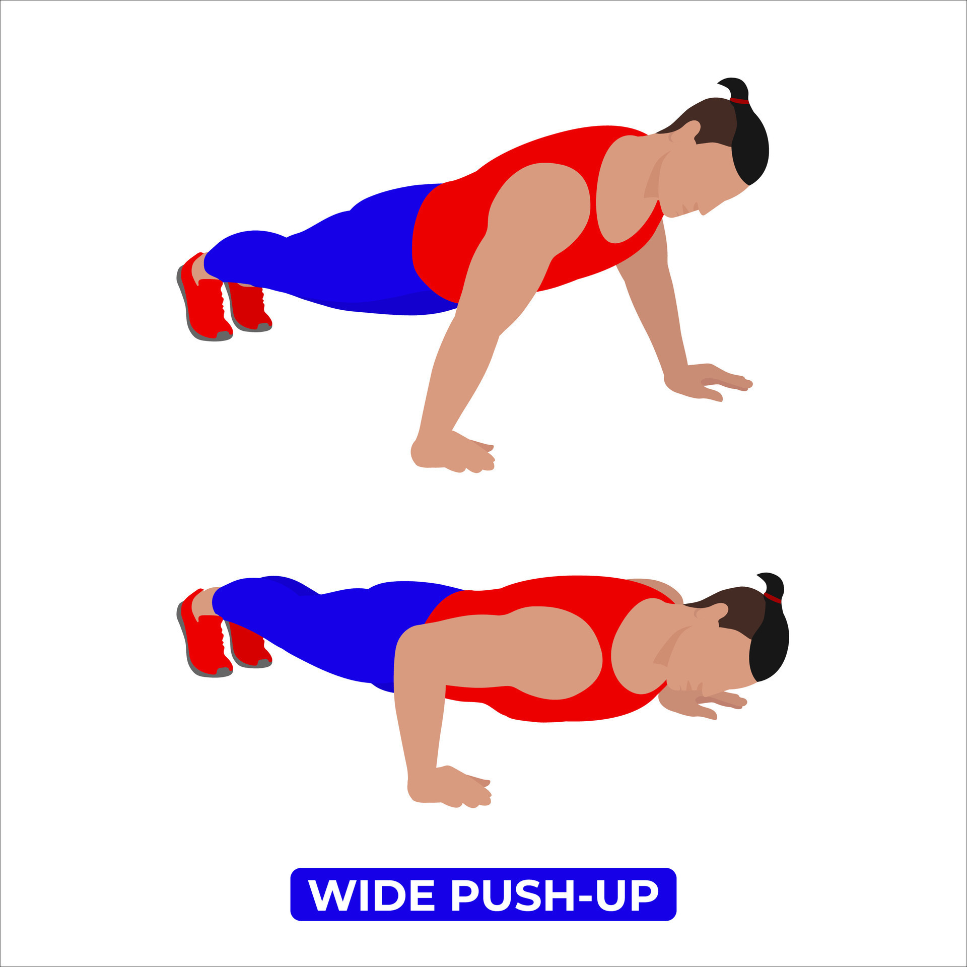 Vector Man Doing Wide Push Up. Bodyweight Fitness Chest Workout