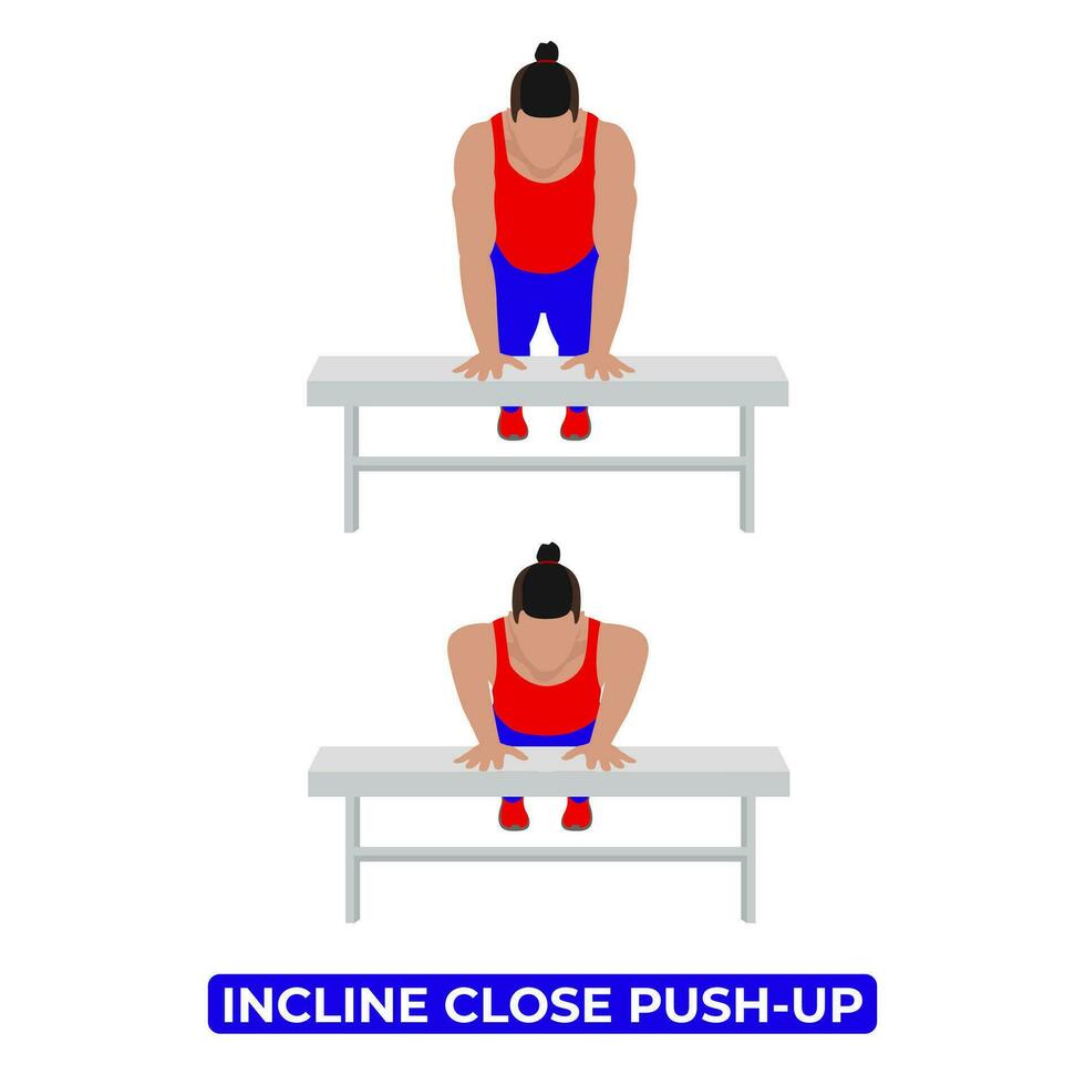 vector hombre haciendo inclinación cerca empujar arriba. peso corporal aptitud cofre rutina de ejercicio ejercicio. un educativo ilustración en un blanco antecedentes.