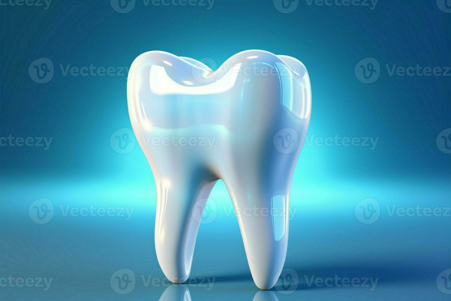 Luminous Ivory Tooth, Isolated on a vibrant blue background, gleaming AI Generated photo