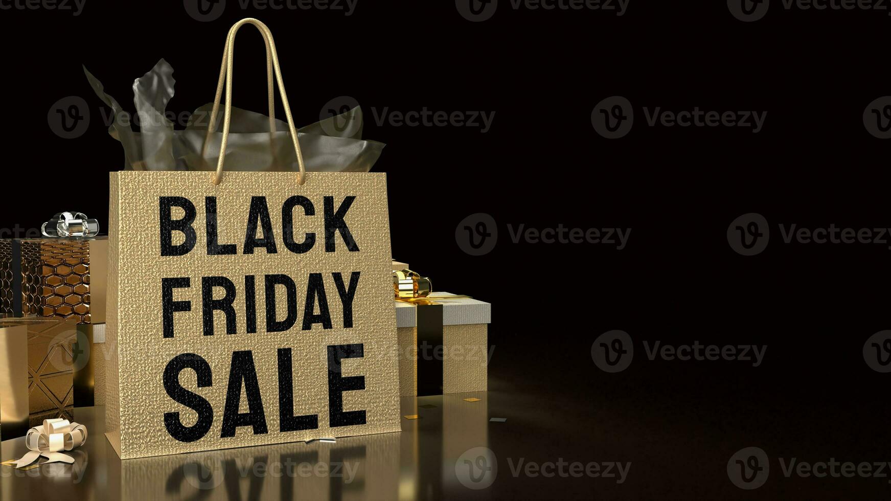 The Shopping Bag and gift box for Black Friday concept 3d rendering photo