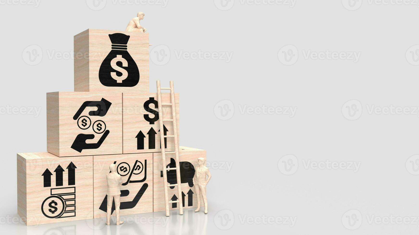 The icon on wood cube for Business concept 3d rendering photo