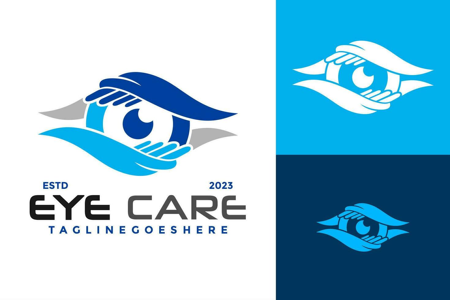 Eye care hand protect logo design vector symbol icon illustration
