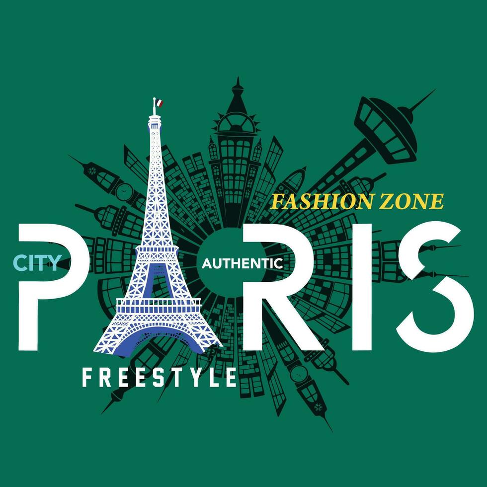 paris city tee graphic typography for print t shirt illustration vector art vintage