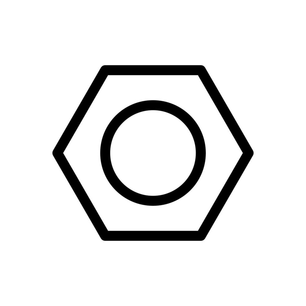 Bolt nut, settings button icon in line style design isolated on white background. Editable stroke. vector