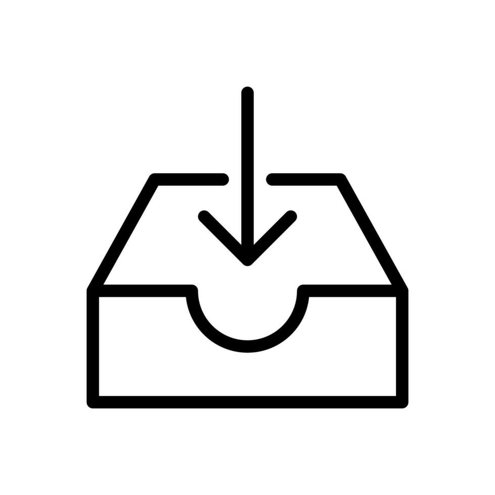 Inbox, download box icon in line style design isolated on white background. Editable stroke. vector