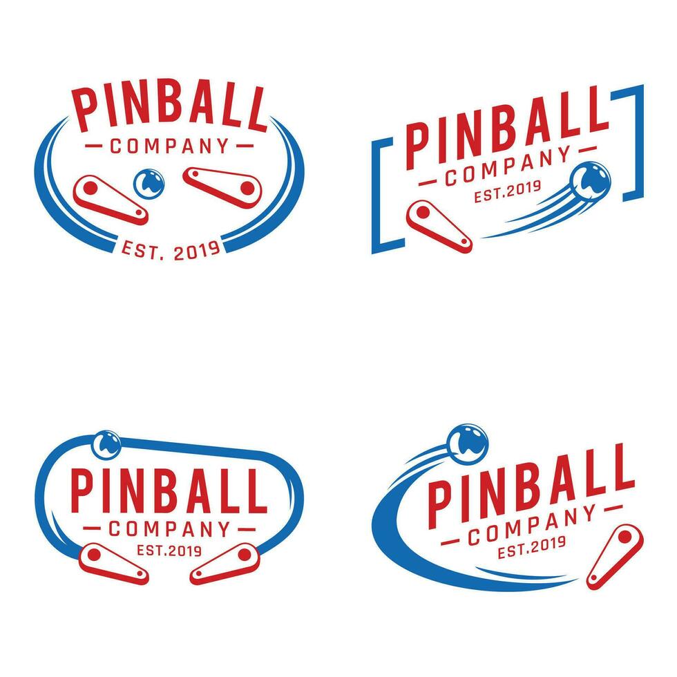 Set Pinball Vintage Retro Vector Badge Emblem Logo for Banner, Poster, Flyer, Website, Social Media