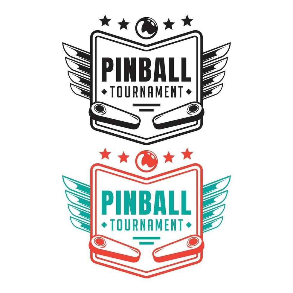 conjunto pinball torneo Clásico retro vector Insignia emblema logo para bandera, póster, volantes, sitio web, social medios de comunicación