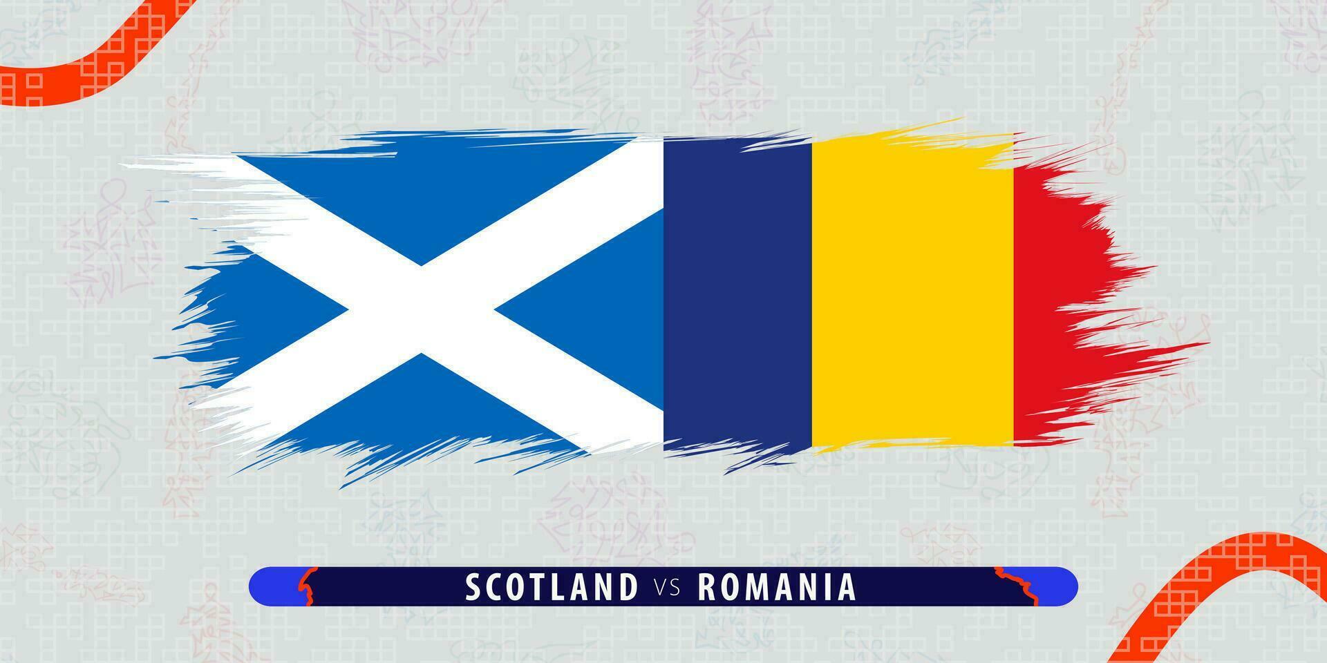 Scotland vs Romania, international rugby match illustration in brushstroke style. Abstract grungy icon for rugby match. vector