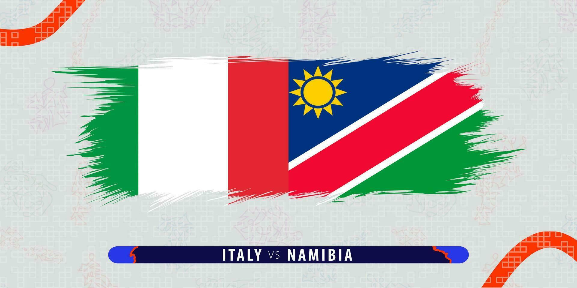 Italy vs Namibia, international rugby match illustration in brushstroke style. Abstract grungy icon for rugby match. vector
