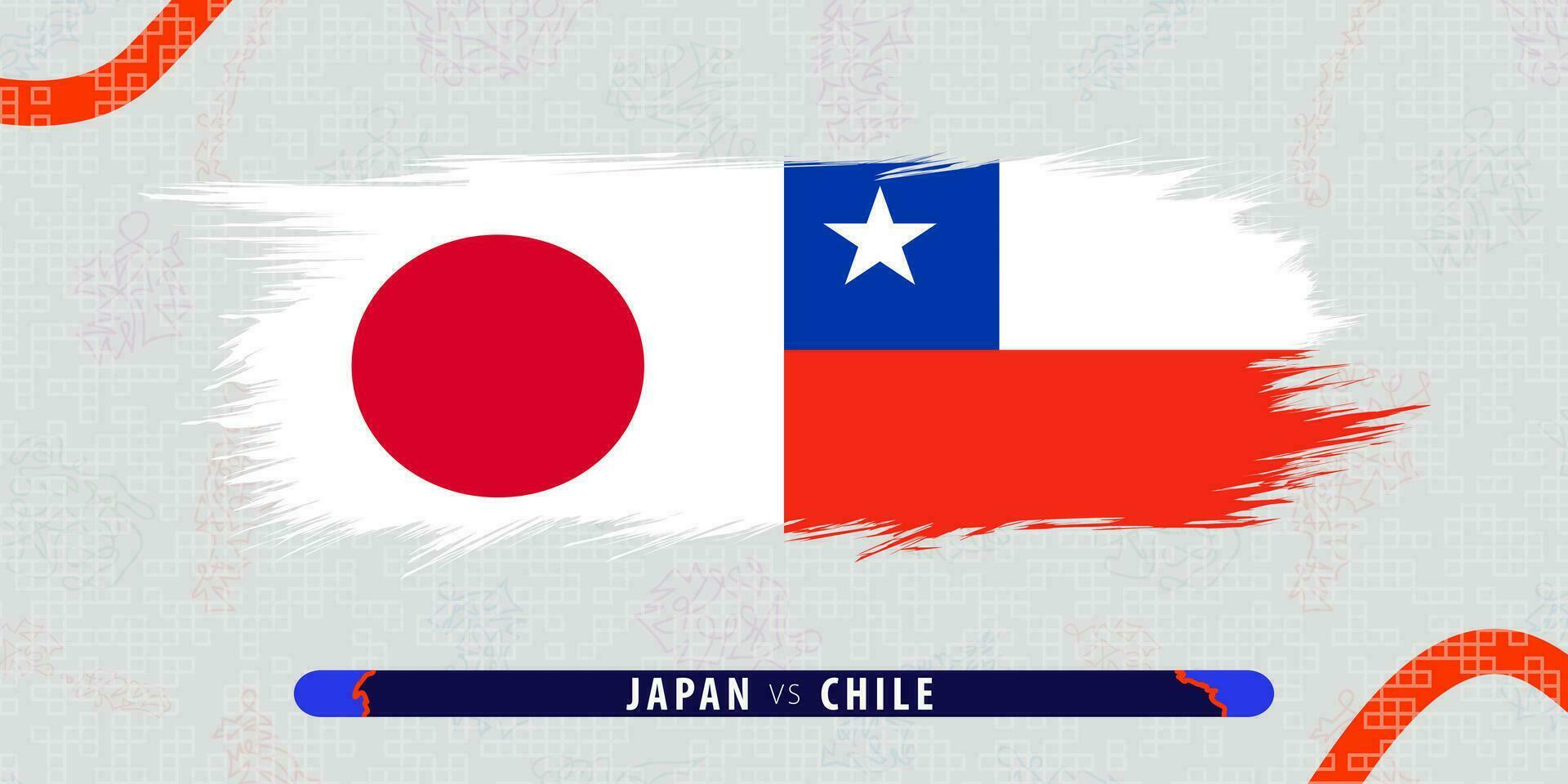 Japan vs Chile, international rugby match illustration in brushstroke style. Abstract grungy icon for rugby match. vector