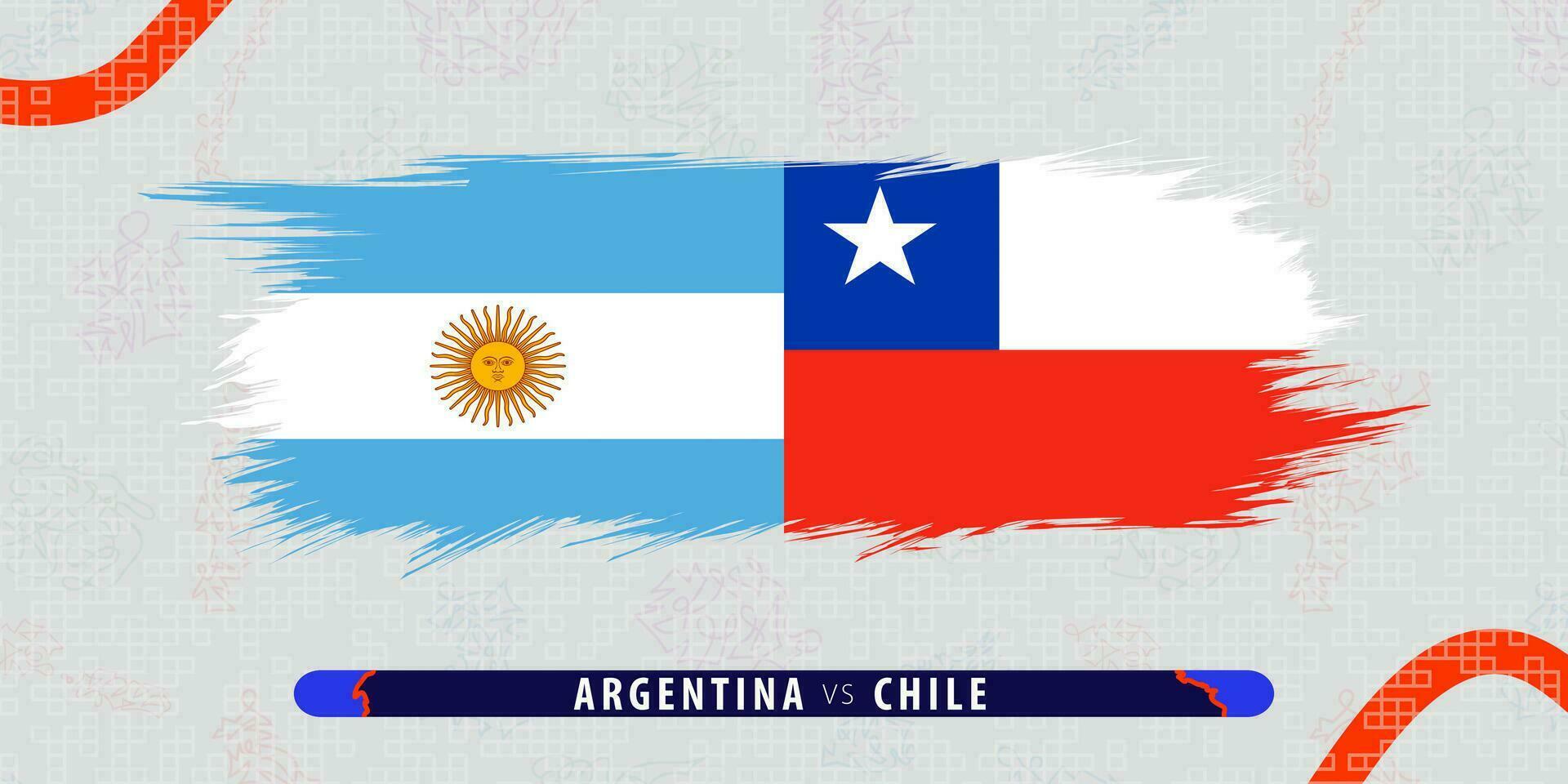 Argentina vs Chile, international rugby match illustration in brushstroke style. Abstract grungy icon for rugby match. vector