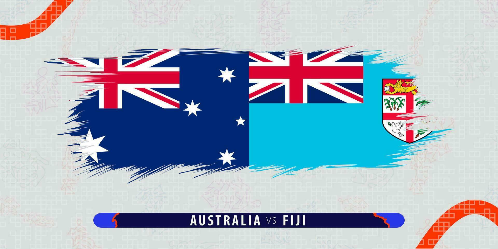 Australia vs Fiji, international rugby match illustration in brushstroke style. Abstract grungy icon for rugby match. vector