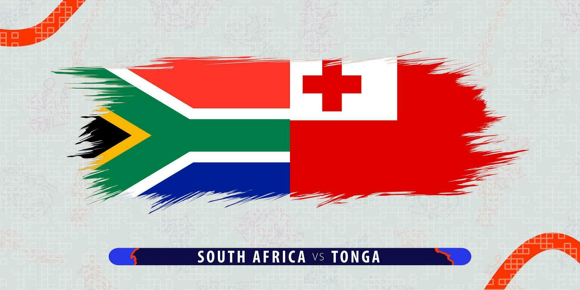 South Africa vs Tonga, international rugby match illustration in brushstroke style. Abstract grungy icon for rugby match. vector