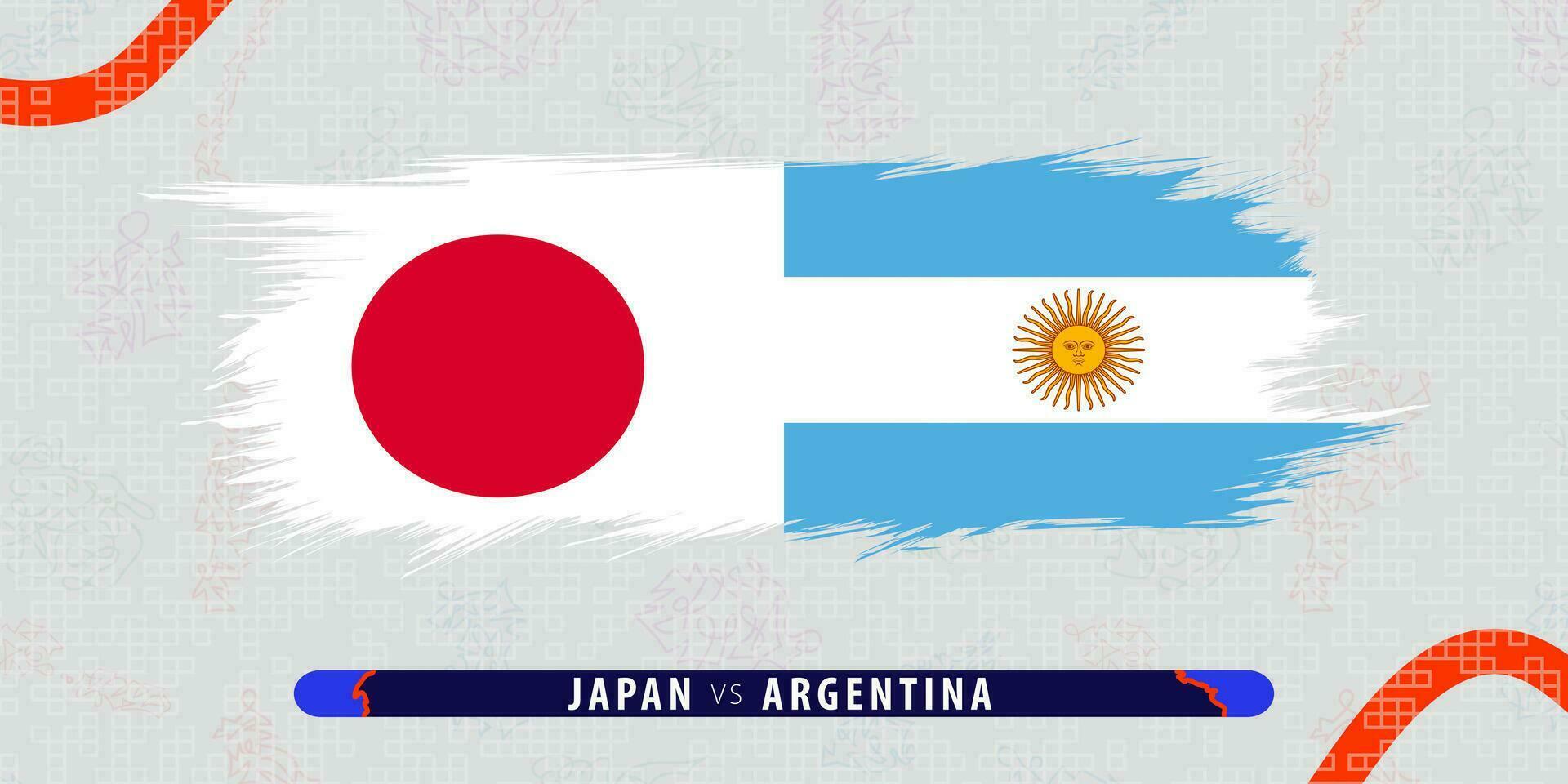 Japan vs Argentina, international rugby match illustration in brushstroke style. Abstract grungy icon for rugby match. vector