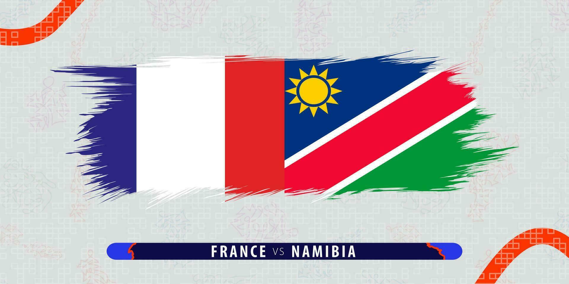 France vs Namibia, international rugby match illustration in brushstroke style. Abstract grungy icon for rugby match. vector