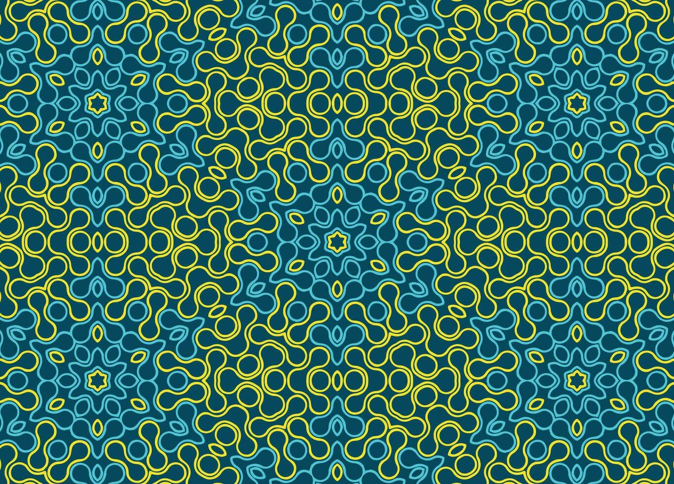 Abstract yellow and blue geometric metaballs seamless pattern vector