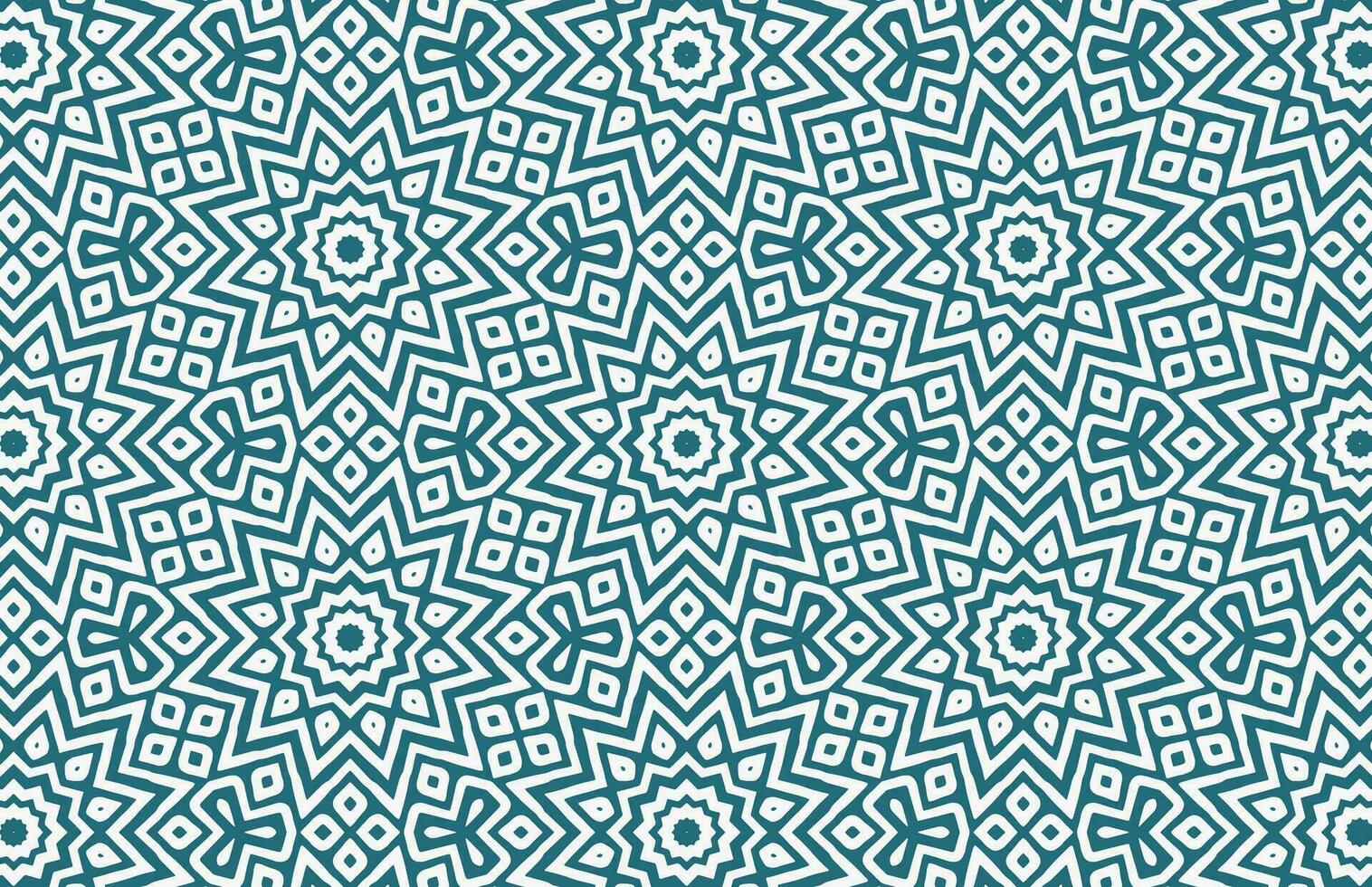 Seamless white and blue pattern with Mandala design vector