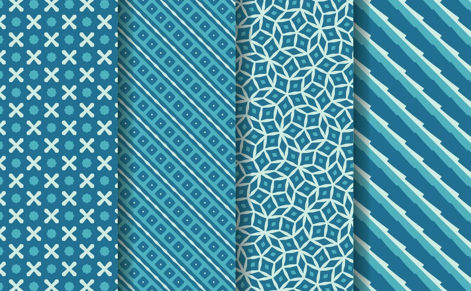 BLUE COLOR GEOMETRIC FABRIC PATTERN SET vector