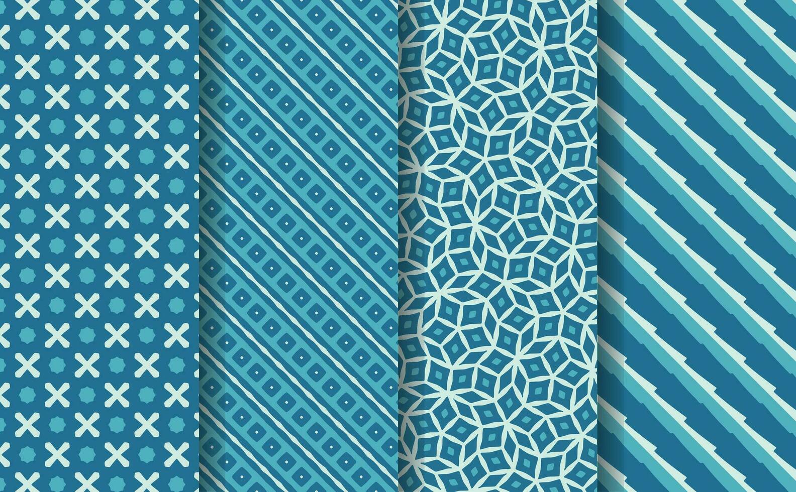 BLUE COLOR GEOMETRIC FABRIC PATTERN SET vector