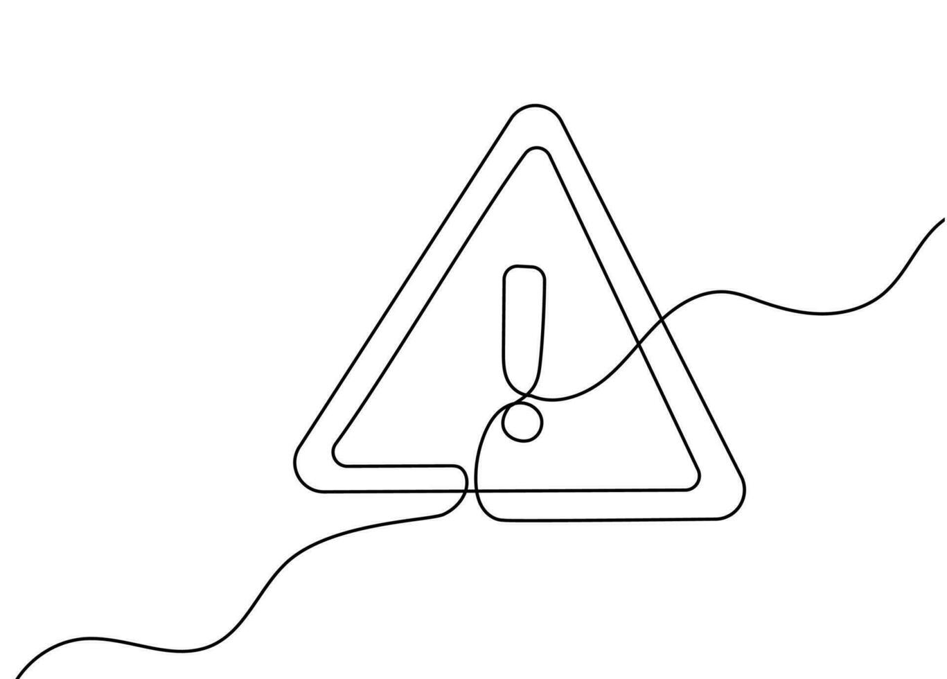 Danger Sign Caution, Stop Alert Attention Continuous One Line Illustration. Warning Alarm Points Sign Danger. Warning Potential Hazard Ahead. Enhance Safety with our Striking Continuous Line Vector