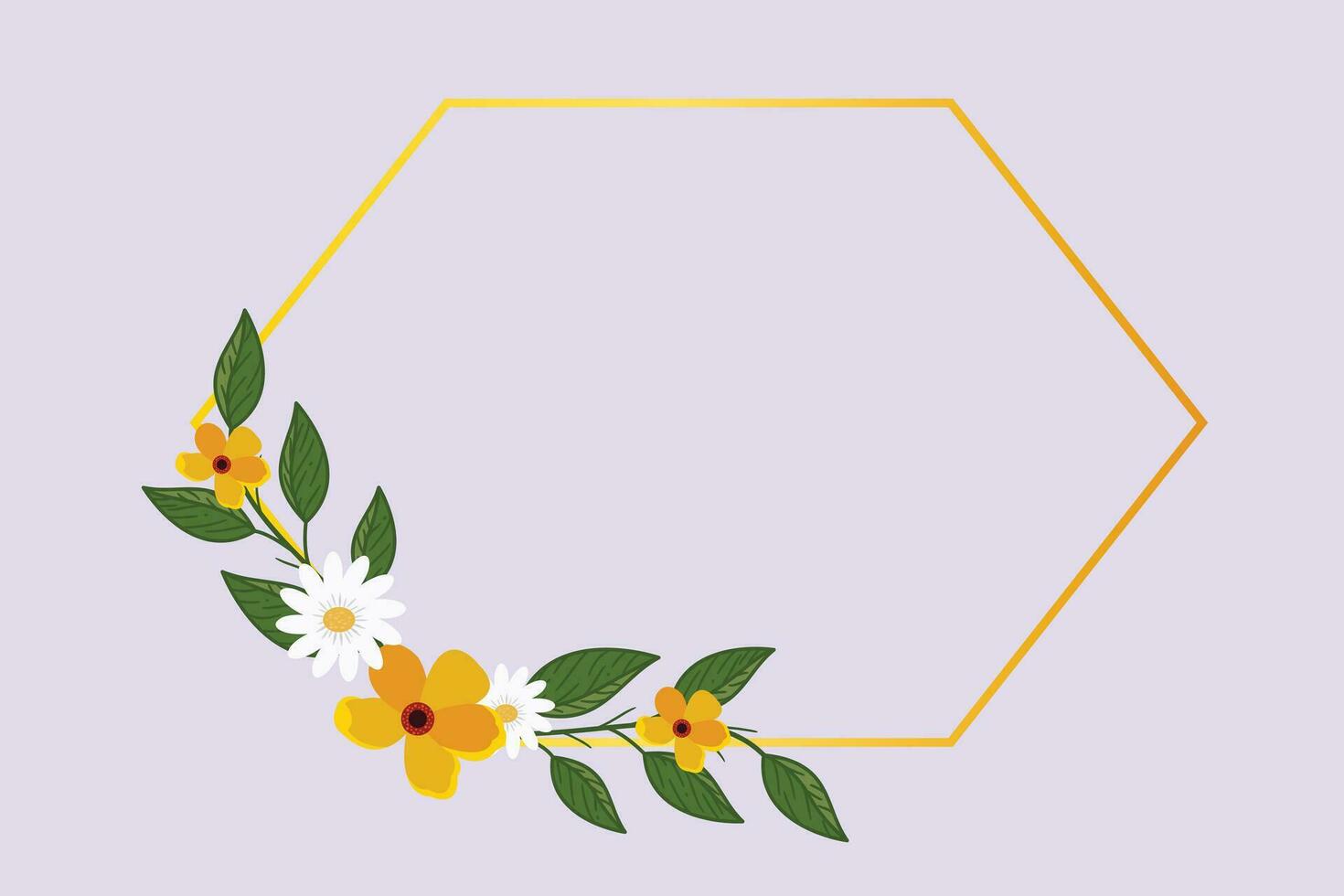 Sunflower and floral frame concept. Colored flat vector illustration isolated.