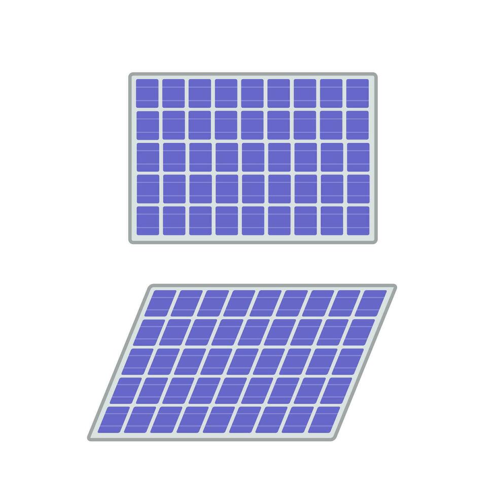 Solar panels. Sun energy. Alternative electricity source, concept of sustainable resources. Vector illustration isolated on white.