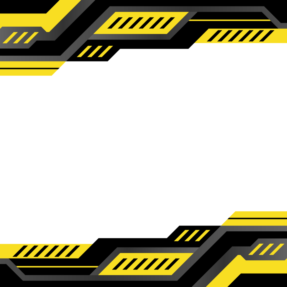 transparent futuristic gaming yellow frame border background png