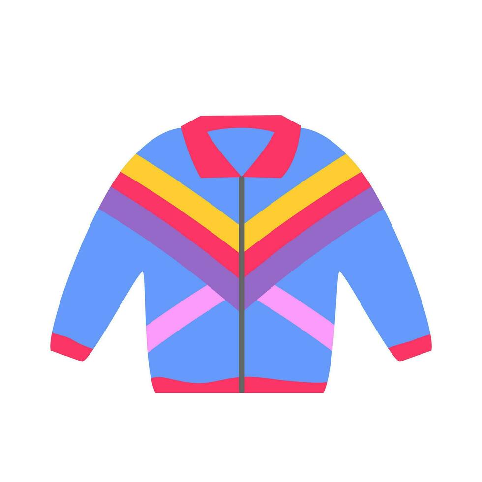 90s fashion illustration. Retro neon colors jacket in modern style flat, line style. Retro colorful sport coat. 90s style vector. vector