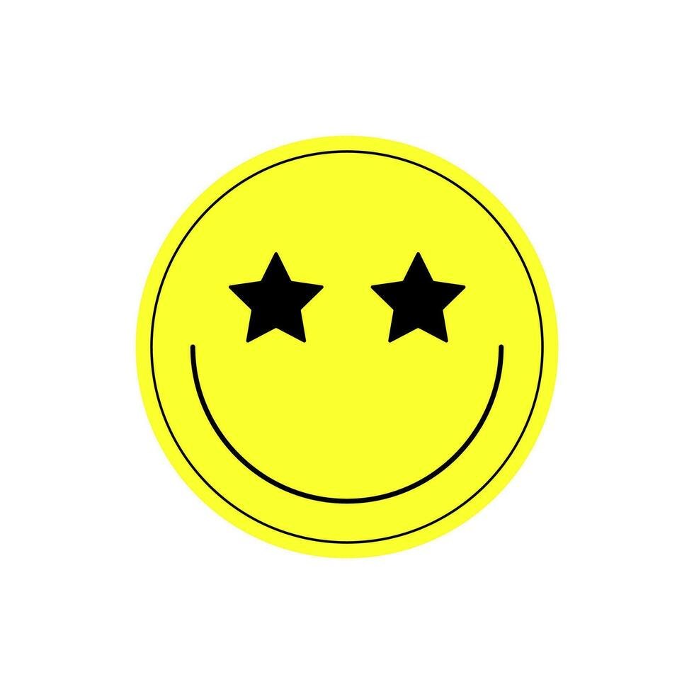 y2k style smiles with stars, 00s smiles, 2000s design smiles, psychedelic smile colored and black isolated on white background vector