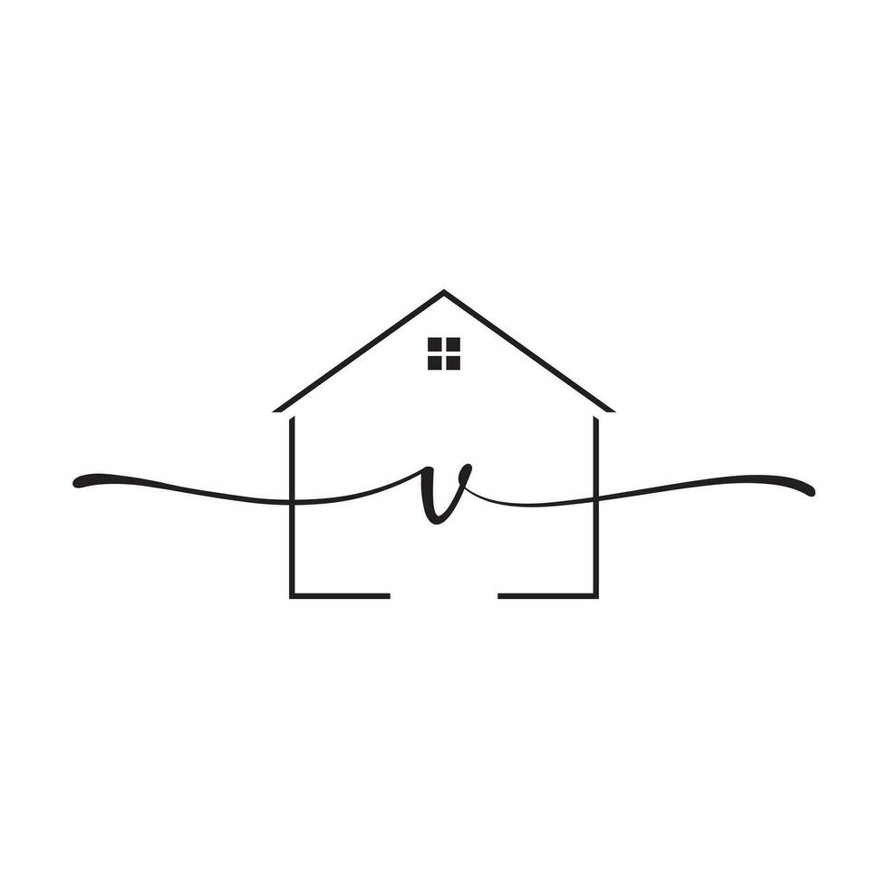 Letter v U Signature Real Estate logo template vector ,Real Estate logos
