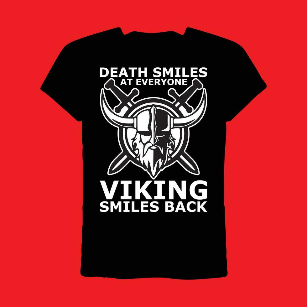 muerte sonrisas a todos vikingo sonrisas espalda camiseta vector