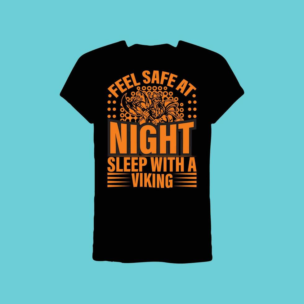 sensación seguro a noche dormir con un vikingo camiseta vector